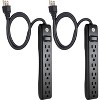 GE 2pk 3' Extension Cord with 6 Outlet Surge Protector Black - image 2 of 4