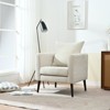 Tiramisubest Modern Chenille Accent Chair Mid-Century Fabric Lounge Chair Pillow Wood Legs Anti-Slip Footpad Living Room Bedroom, Beige - 2 of 4
