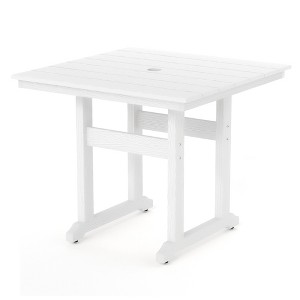 Square Outdoor Dining Tables for 4, HDPS Weather Resistant Patio Dining Table, 35" Outdoor Tables with 1.96" Umbrella Hole - 1 of 4
