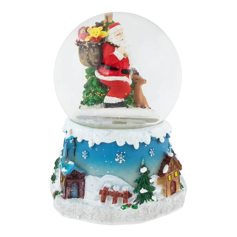 Northlight 5.5" Santa Claus with Christmas Tree and Reindeer Musical Snow Globe, 3 of 6