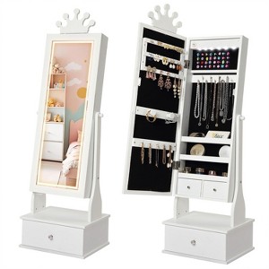 Kids Jewelry Armoire with LED Light & Full-Length Mirror, Freestanding Organizer with 3 Drawers - Perfect Vanity for Girls' Dress-Up - 1 of 4