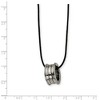 Black Bow Jewelry Tungsten Barrel and Black Leather Cord Necklace 18 Inch - 2 of 4