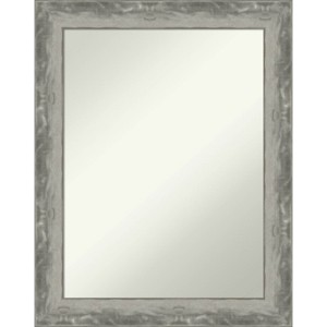 23" x 29" Non-Beveled Waveline Silver Narrow Bathroom Wall Mirror - Amanti Art: Modern Rectangle, Polystyrene Frame, Wall Mounted - 1 of 4