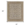 Ivory Gray and Tan Wool Oriental Hand Knotted Area Rug With Fringe - 3 of 4