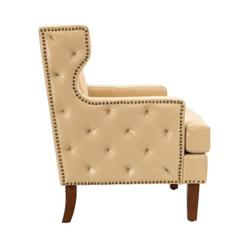 Baptiste  Mid-century Modern Vegan Leather Armchair for Bedroom and  Living Room  | KARAT HOME, 3 of 11