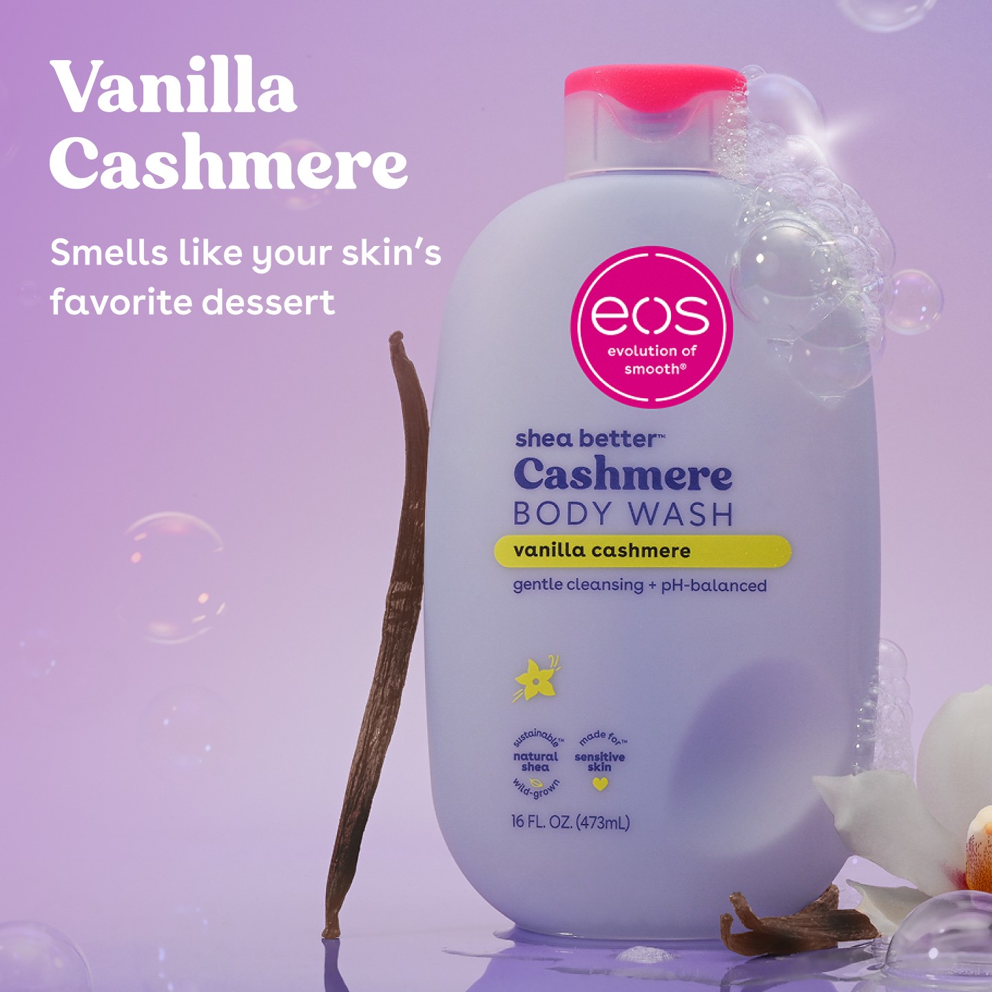 Гель для душа eos Shea Better Cashmere, Vanilla Cashmere, 16 fl oz — фото 2