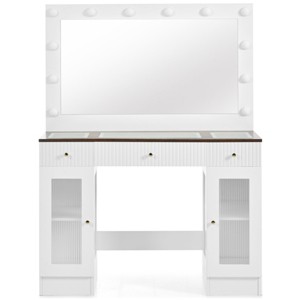 AZL1 Life Concept Dressers Modern Vanity with Mirror Multicolor Ambient Light Cabinets Lighting System Table, White, 43.3"*16.3"*56.7" - 1 of 4