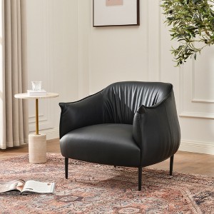 KINWELL 33" Wide Faux Vegan Leather Upholstery Barrel Chair with Metal Legs - 1 of 4