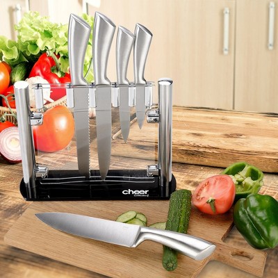 Cheer Collection Cheer Collection 6 Piece Stainless Steel Knife Block Set