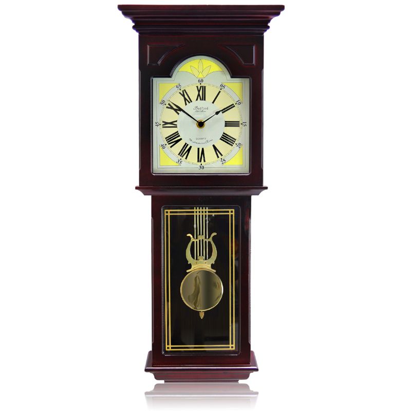 Bedford Clock Collection Redwood 23 Inch Redwood Oak Finish Wall Clock, 1 of 8