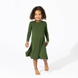 Bellabu Bear Baby Evergreen Bamboo Girls' Long Sleeve Dress - 1 of 4