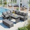 TiramisuBest Patio Dining Set Outdoor Dining Table and Chair Set with  and Removable Cushions for Patio, Backyard, Garden, Light Teak - 2 of 4