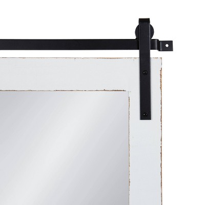 White Rectangular Wood Wall Mirror with Shelf
