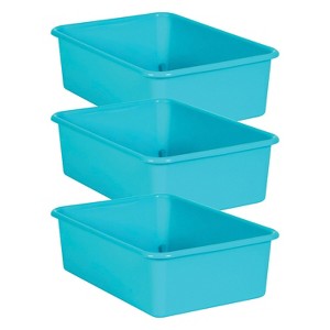 Teacher Created Resources Plastic Storage Bin Large 16.25" x 11.5" x 5" Teal Pack of 3 (TCR20407-3) - 1 of 2