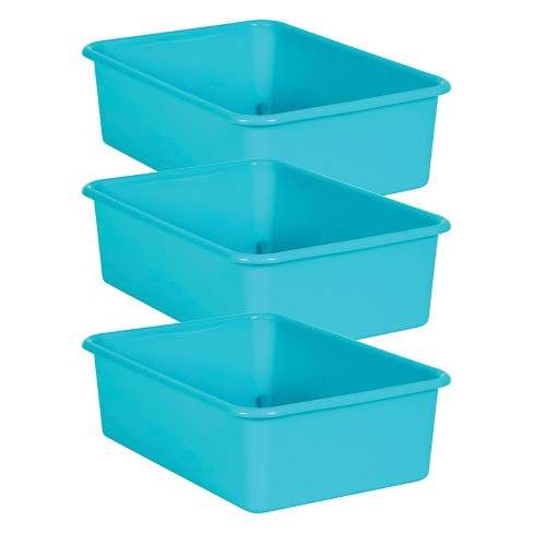 Teacher Created Resources Plastic Storage Bin Large 16.25 x 11.5 x 5  Teal Pack of 3 (TCR20407-3)