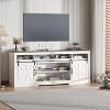 Farmhouse TV Console Table for 75" TV,Entertainment Center with Semi-Open Top Storage,Adjustable Shelf&Sliding Doors,Media Cabinet for Living Room - 2 of 4