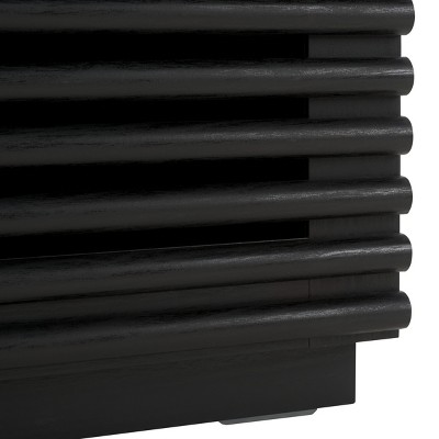 Averi Black 2-Drawer Slatted Wood Nightstand