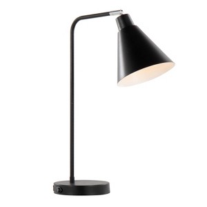 LumiSource Pix 19" Contemporary Task Lamp Matte Black and White Metal with Chrome Accent and Built-In USB Port - 1 of 4