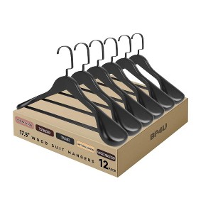 BP4U Premium Wide Shoulder Wooden Suit Hangers, 17.5-Inch Heavy-Duty Solid Wood Coat Hangers for Men's Suits & Coats - 1 of 4