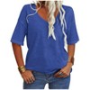 Imily Bela Women's Casual V Neck Half Sleeve Oversized T Shirt Solid Color Basic Top - 2 of 4