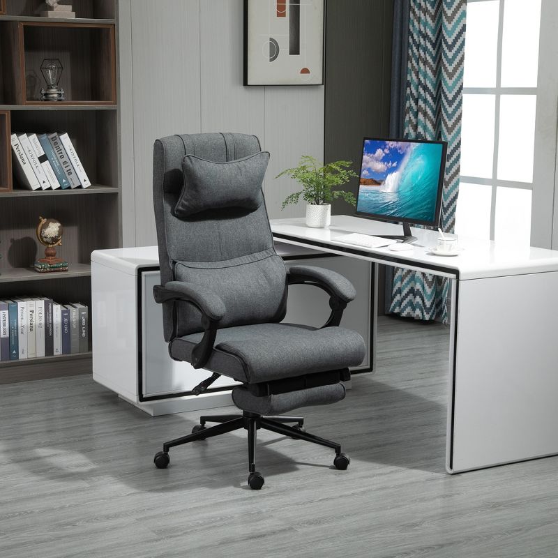 Vinsetto Executive Office Chair High Back Computer Desk Chair with Headrest, Lumbar Support, Padded Armrest and Retractable Footrest, gray, 3 of 9
