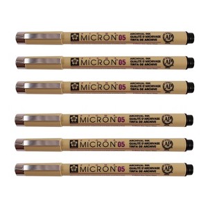 Sakura Pigma Micron Pen Fineliner Black Ink 6/Pack (SAKXSDK0549-6) - 1 of 4