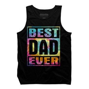 Men's Design By Humans Vintage Tie Dye Best Dad Ever By Tank Top - 1 of 2