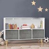 Kids Toy Storage Organizer Bookshelf with 3 Fabric Drawers, Pine Legs, Modern Bookcase for Playroom, Nursery, or Children’s Room - 2 of 4