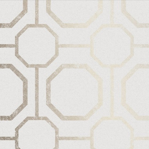 Sashiko Pearl White and Gold Geometric Paste the Wall Wallpaper - image 1 of 4