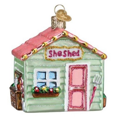 Old World Christmas 3.25 In She Shed Ornament Flowers Rake Wine Tree Ornaments