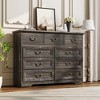 9-Drawer Dresser for Bedroom, 47" Wide Dressers Wood Vintage Chest of Drawers with Natural Texture and Vintage Gold Floral Handles - 2 of 4