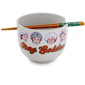 Silver Buffalo The Golden Girls "Stay Golden" 20-Ounce Ceramic Ramen Bowl and Chopstick Set - 1 of 4