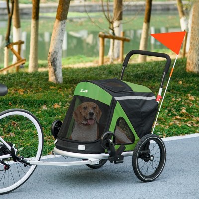 2-in-1 Dog Bike Trailer and Stroller for Medium Dogs,Foldable Pet Carrier with Aluminum Frame,Safety Leash,Hitch,Reflectors–LAOTIES