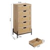 ODK Natural Rattan 5 Drawer Dresser, Wooden Chest of Drawer, Farmhouse Storage Cabinet with Metal Legs, Modern Dresser for Bedroom, Living Room - 2 of 4
