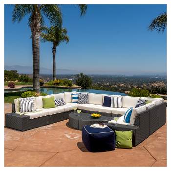 Santa Cruz 12pc Wicker Sofa Set with Cushions - Christopher Knight Home