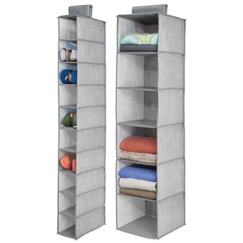 mDesign Soft Fabric Closet Organizer - Holds Shoes, Handbags, Clutches,  Accessories - 10 Shelf Over Rod Hanging Storage Unit - Textured Print - 2  Pack