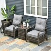 Outsunny 3 Piece Patio Furniture Set, PE Rattan Wicker Storage Table and Chairs w/ Tufted Cushions - 2 of 4
