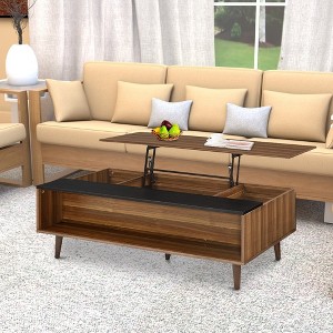 Royal Hampton Coffee Table with Lift Top Storage and 1 Open Shelf, Walnut Brown - 1 of 4