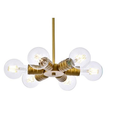 Reyes 6-Light Brass and Iron LED Pendant Lamp