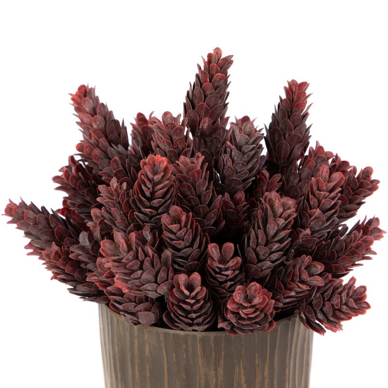 Northlight 8" Burgundy Red Wild Flower Artificial Plant in a Textured Lined Pot, 4 of 7