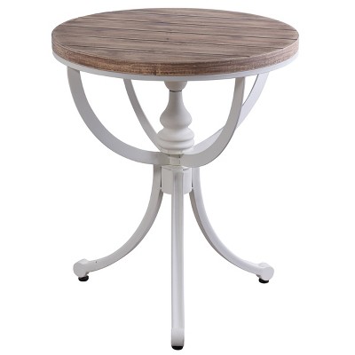 Quail Farm Metal and Wood Side Table White - StyleCraft: Modern Round Accent Table for Living Room, Non-Toxic MDF Top