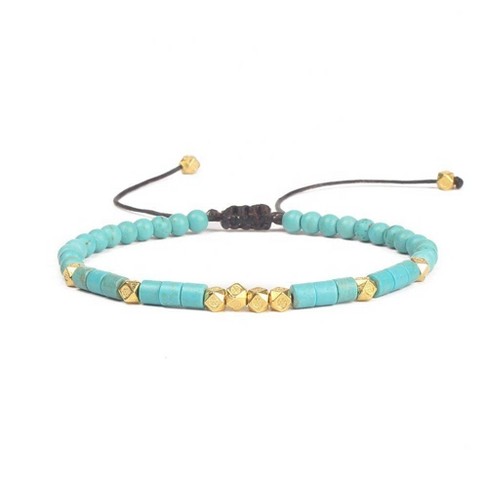 Hollywood Sensation Hollywood Sensation Gold Friendship Bracelet Handwoven with Turquoise Beads - image 1 of 4