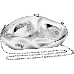 Geometric Metallic Purse for Women - Sparkle Acrylic Evening Bag with Removable Chain for Wedding, Party, Prom - 1 of 4