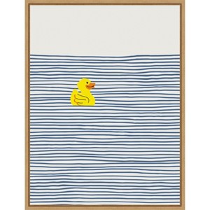 Amanti Art Yellow Duck Afloat by Little Dean Framed Canvas Wall Art - 1 of 4