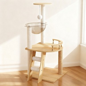 Okak 41.3IN Modern Cat Tower with Acrylic Hammock, Cat Tree with Sisal-Covered Scratching Posts, Cat House for Small Large Cats - 1 of 4