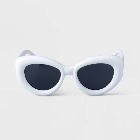 Women s Bubble Round Cateye Sunglasses A New Day White