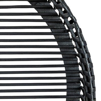 Black Bamboo and Metal Round Tray Tables Set of 2