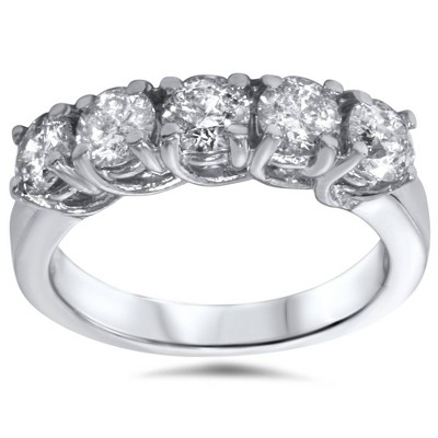 Pompeii3 1 1/2ct Five Stone Trellis Diamond Wedding Ring 14k White