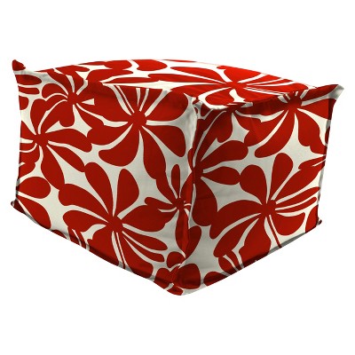 Outdoor Bean Filled Pouf/Ottoman In Twirly American Red  - Jordan Manufacturing