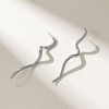Anna-Kaci Wavy Metal Drop Earrings with Sculpted Curved Silhouette and Sleek Minimalist Design for a Modern Artistic Statement Look - Silver - 2 of 4